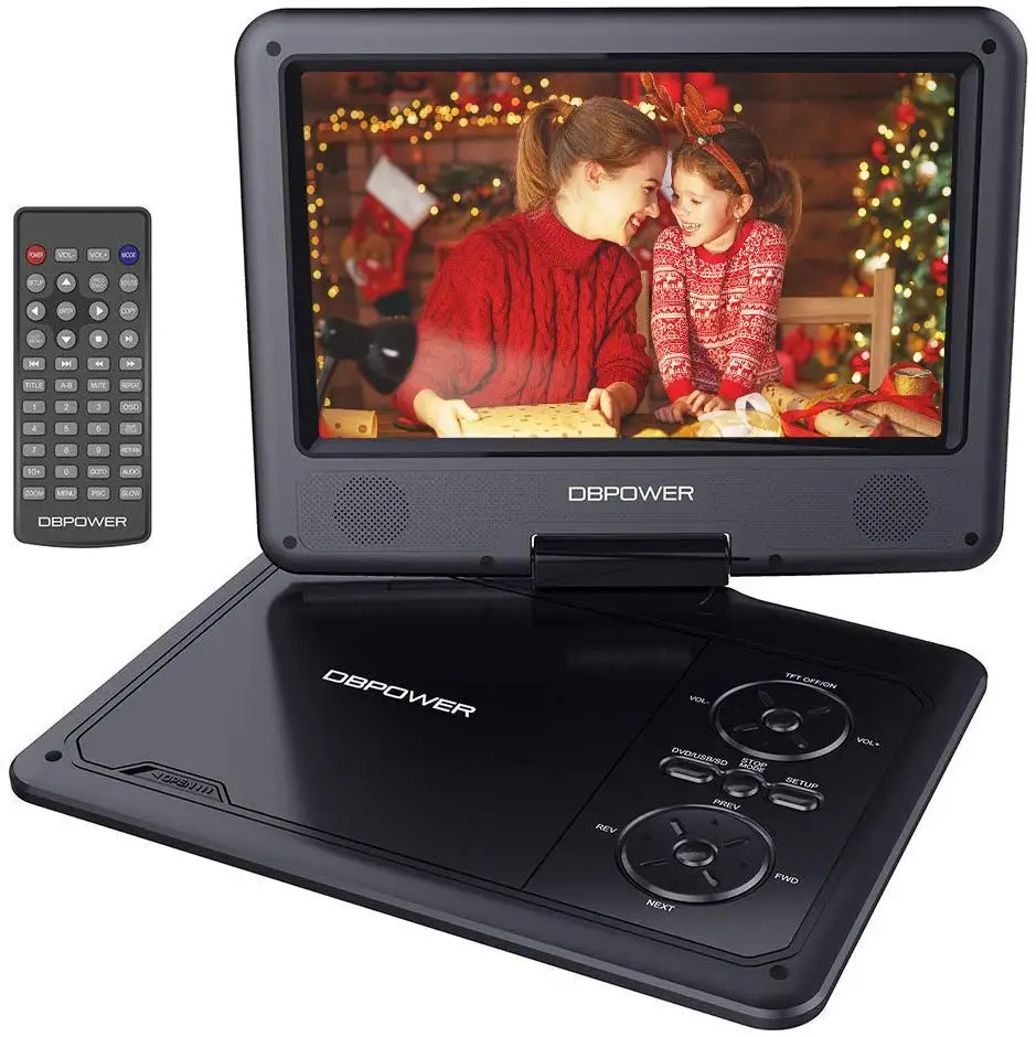 

DBPOWER Portable DVD Player with 9.5" Swivel Screen, 5-Hour Built-in Rechargeable Battery, Support CD/DVD/SD Card/USB, Black