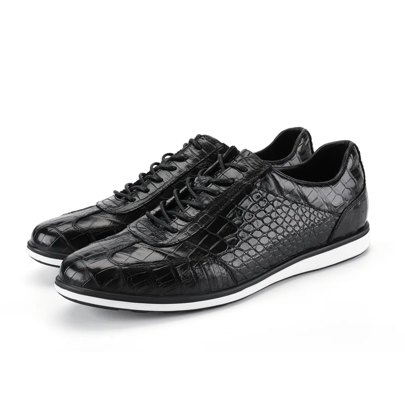 

2021 new leather sneakers men's flat casual shoes crocodile leather men's shoes