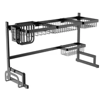 

stainless steel black kitchen drain rack for dish storage