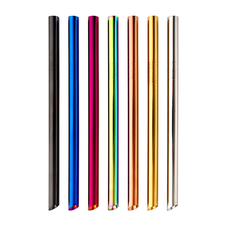 

Stainless Steel Angle Tip 12mm Bubble Tea Straws Beveled Pipe Boba Smoothie Metal Straw