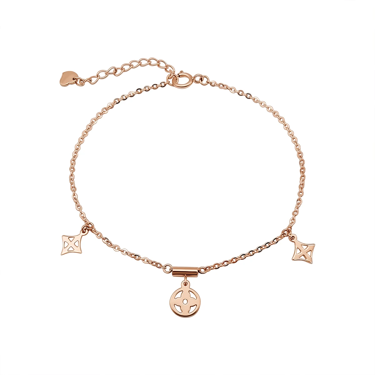 

1000S Jewelry 18K Real Gold Rose Gold Color Four-Leaf Clover Lucky Bracelet New Design Women's Chain Bracelet