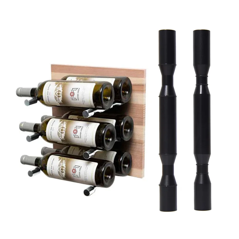 

Hot sale 2 bottle aluminum wine rack pegs black wall mounted black wine pegs for wine cellar, Black/customized