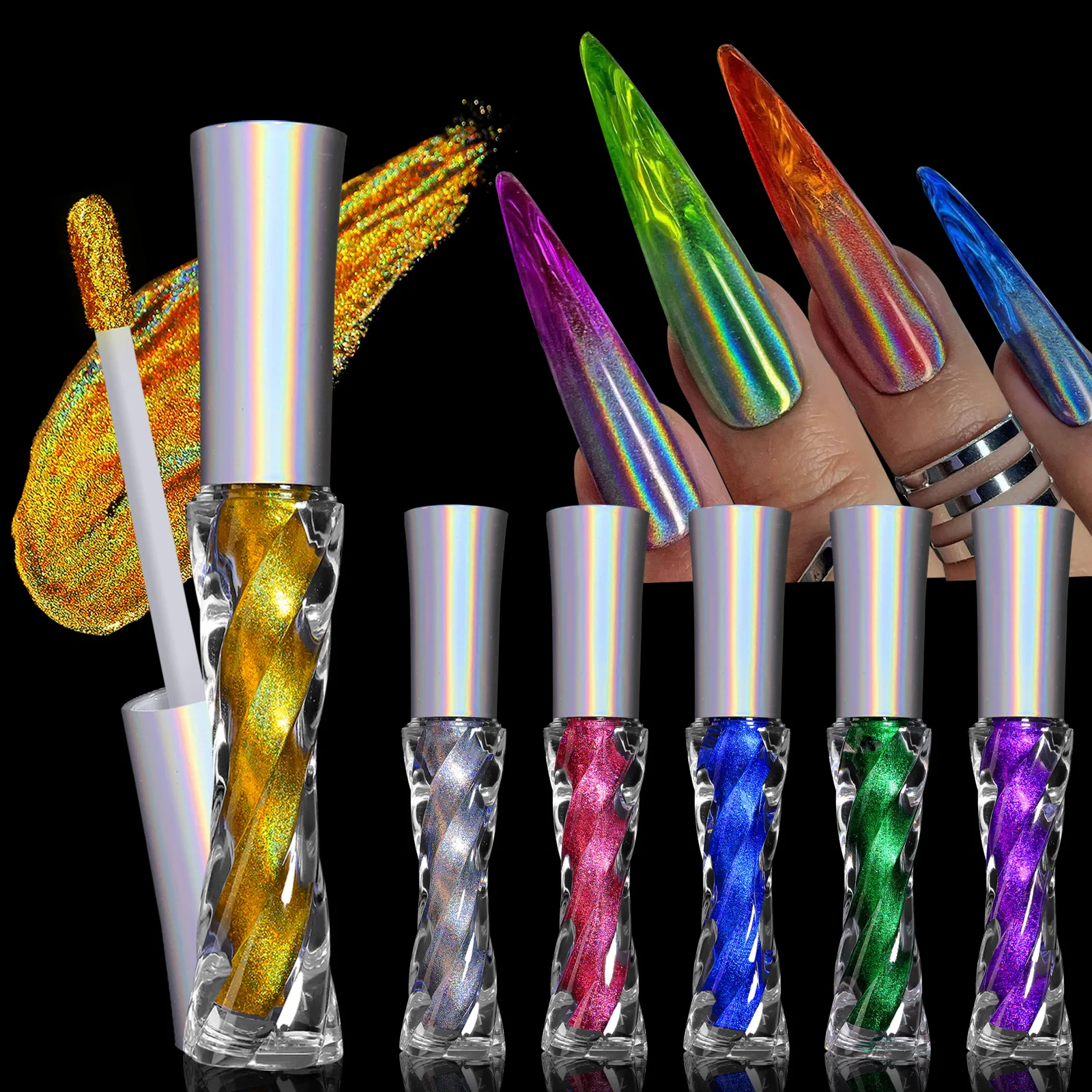 

13 Colors Liquid Laser Nail Powder Glitter Shiny Pigment Dust Mermaid Mirror Chrome Powder