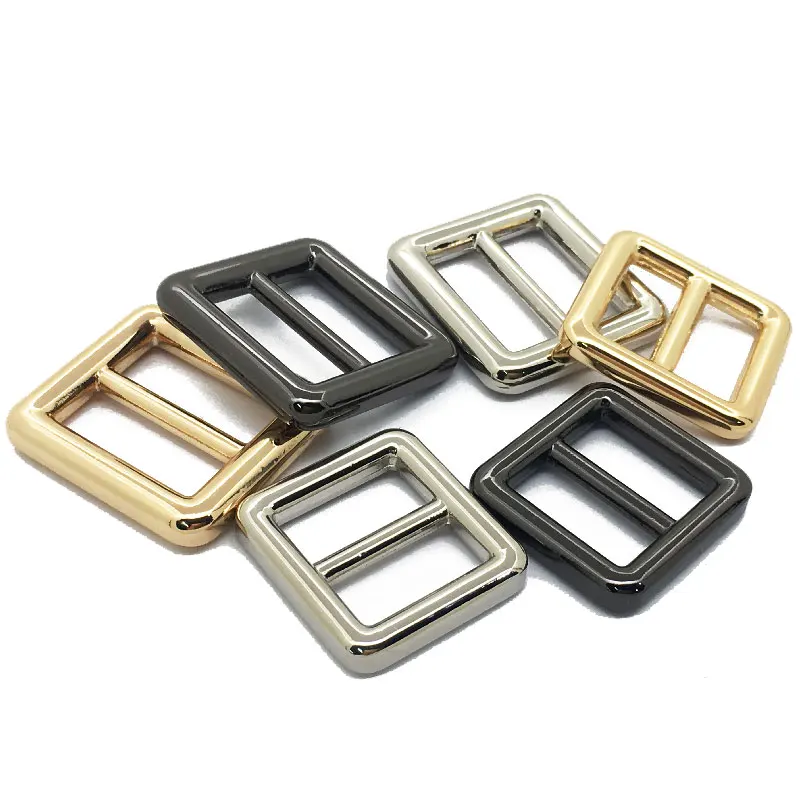 

16Mm 20Mm Accessories Fixed Custom Bag Belt Slider Tri Glide Buckle Metal Adjustable For Webbing, Gunmetal, nickel pearl, gold, silver plated