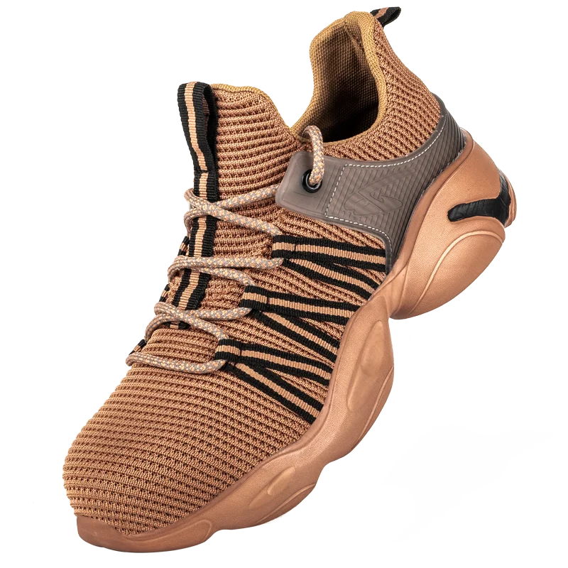 

Safety Shoes High Quality Breathable Steel Toe Reflective Strap Labor Protection Shoes, Black pink brown