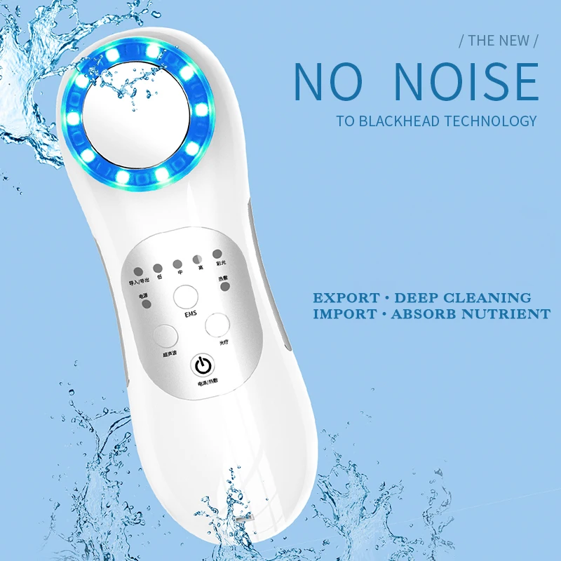 
6 in 1 Multi functional Facial Beauty Instrument RF EMS LED Color Light Skin Care Massager 