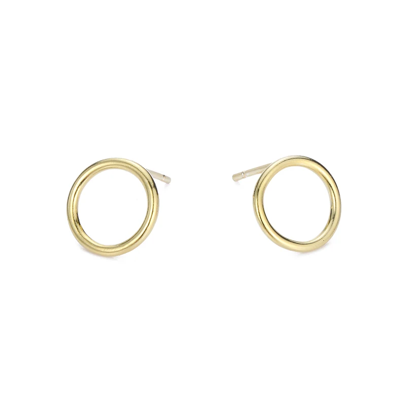 

JUJIE 2021 Female Minimalist Hollow Round Stainless Steel Earrings Fashion Simple Gold-Plated Earrings Wholesale