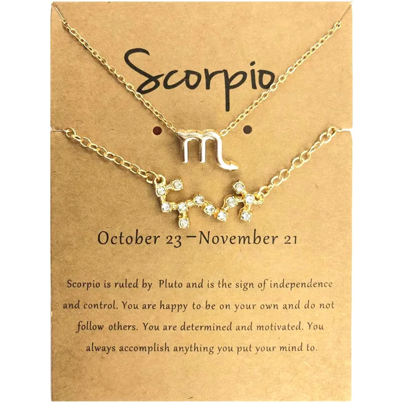 

Hot Sale Constellations Necklace Gold Crystal Diamond Necklace Zodiac Charm Necklace