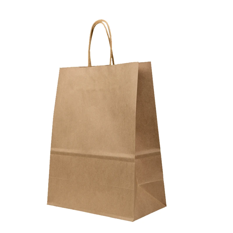 

Wholesale custom printed food takeaway bread supplier brown square paper bag with string handles