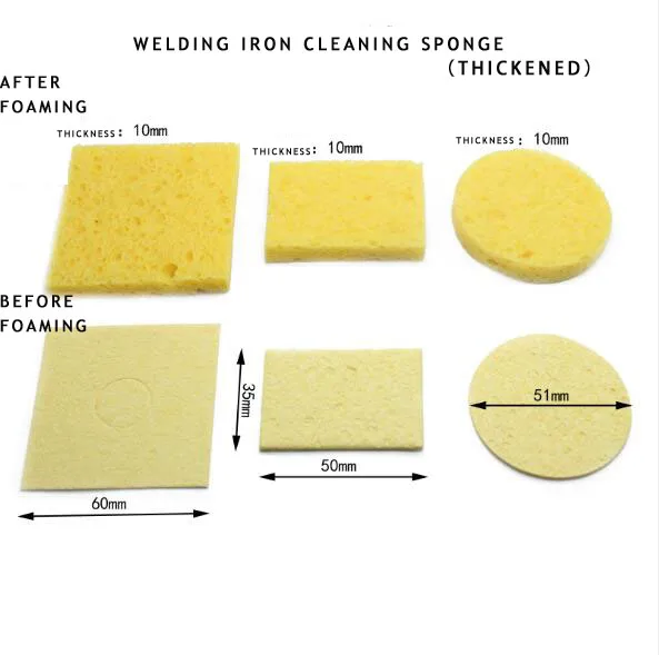 10x 60mm square Yellow Soldering Iron Tip Welding Cleaning Sponge Pads 
