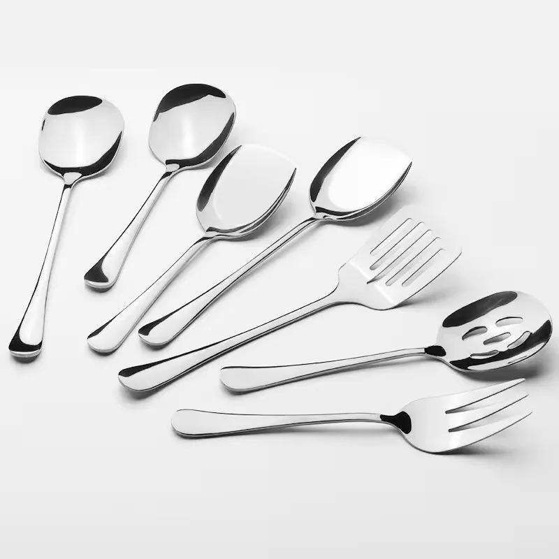 Bulk Luxury Silverware Stainless Steel Cutlery Set Service Knife Fork Spoon Serving Flatware Set for Wedding Restaurant Hotel