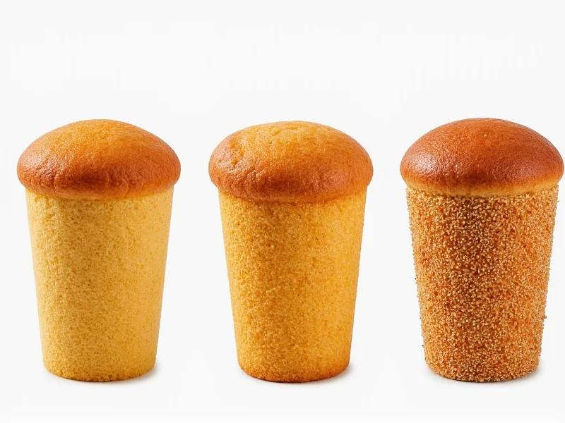 Three baked cakes showing height and texture differences