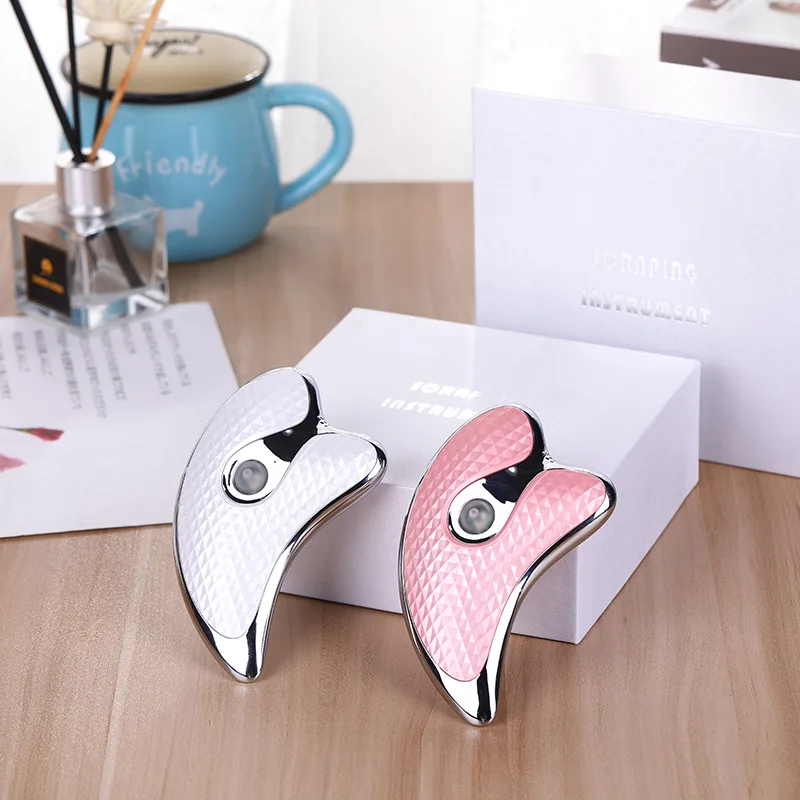 

EMS Facial Lift Dolphin Gua Sha Massage Womens Scraping Therapy Tool, White, pink