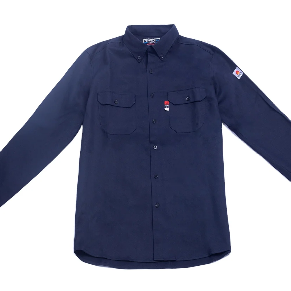 

7oz Cotton Nylon Mens Fr Flame Resistant Uniform Work Shirt Men OEM Service Support Adults, Khaki, grey, navy, per requested