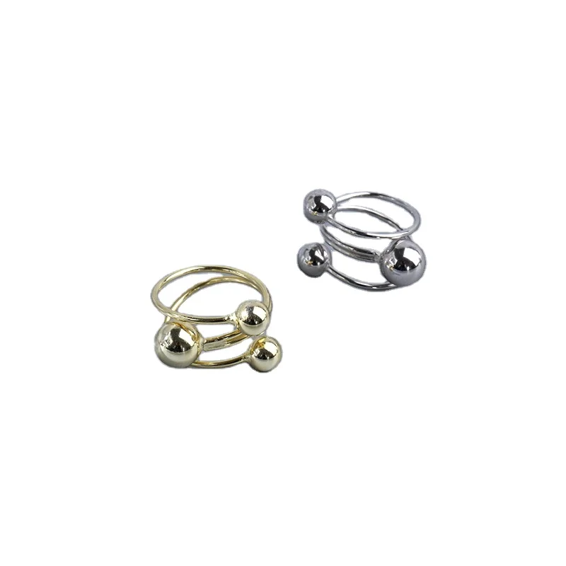 

High quality Jewelry Silver 925 European 18K Gold Plated Ball Layered Rings Adjustable
