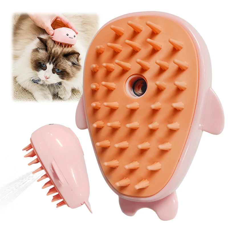 

2024 Cat 3 in 1 whale Electric Spray Steamy Brush Self Cleaning Pet Brush Grooming Cleaner Comb Dog Steam Brush for Hair Removal