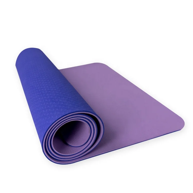 

6mm TPE Two-tone embossing anti fatigue Non Slip Washable Exercise purple Yoga Pilates Mat , foldable yoga mat