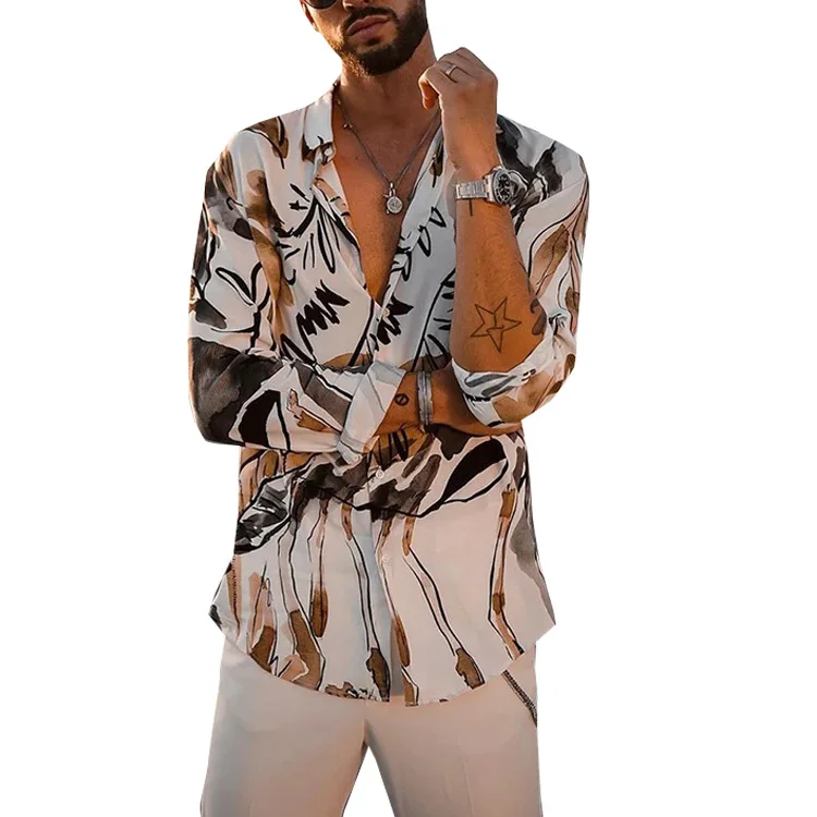 

Wholesales men's spring blouses & shirts casual beach Casual long sleeve shirt