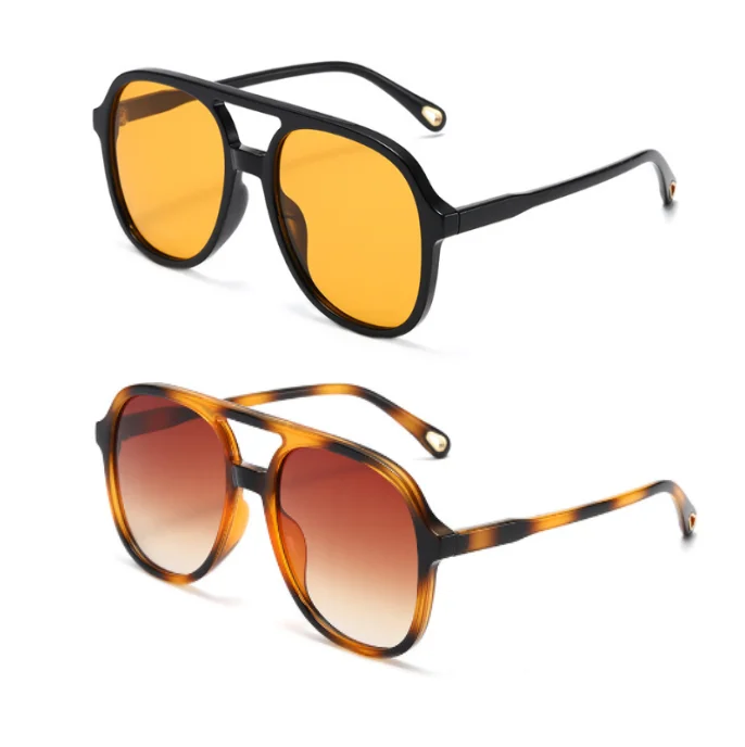 

Retro Design Sunglasses Shades Fashion Outdoor Travel Double Bridge 2023 Sunglasses Yellow Lens Gafas De Sol
