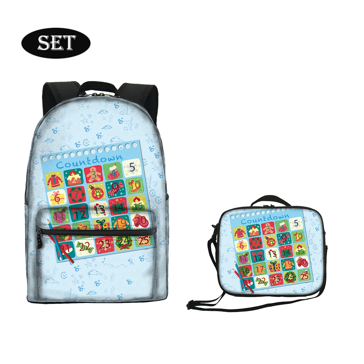 

Popular two piece set backpack and lunch bag for school eco friendly insulated easy carry lightweight school strap lunch bag, Customized