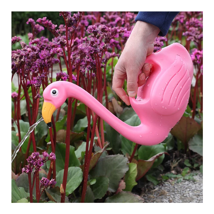 

Esschert Design TG229 1.5L Pink Outdoor Home Garden Plastic Flamingo Watering Can, Purple/fuchsia/white