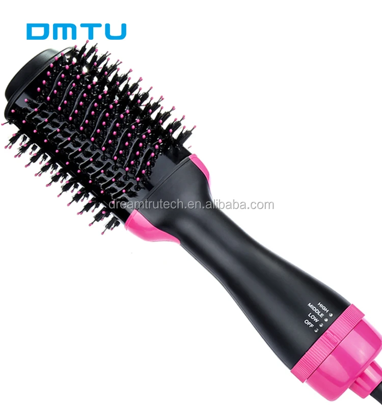 

DMTU hot air brush hair dryer with 110v and 220v Salon One Step Professional Hair Infrared Dryer Straightener Volumizer Styler, Blue (customized as you request)