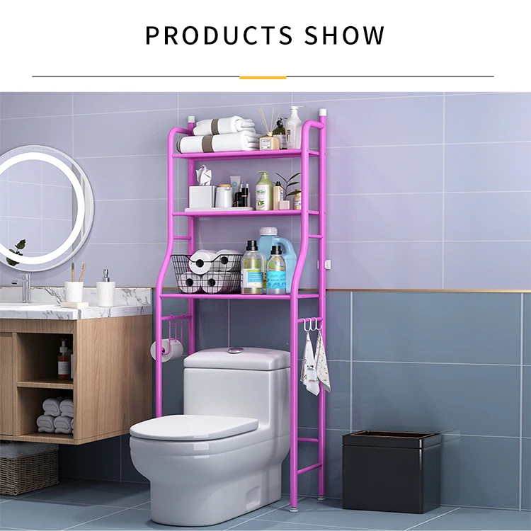 

PINPINFAMILY Hot Sale Wholesale 3 Layer Toilet Shelf Storage Rack Metal Shelf Space Saving Toilet Rack For Bathroom, White
