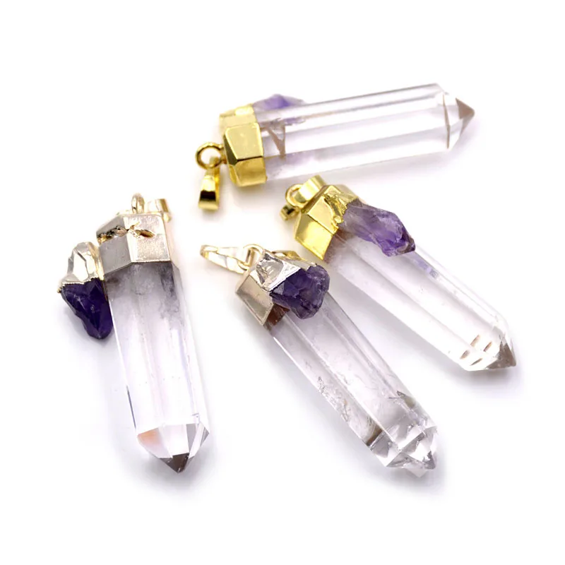 

Natural Raw Amethyst gemstone Druzy Geode Pendant White Crystal Purple Charms Necklace Pendants Wholesale Men Jewelry, Purple natural pendant