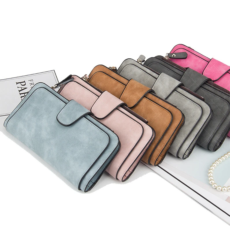 

PU Leather Card Holder Phone Checkbook Organizer Zipper Coin Purse Wallet for Women, Customized color