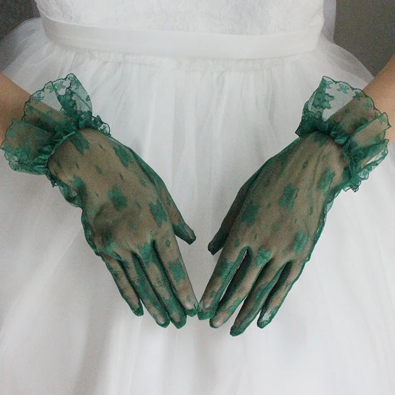 
Women Lace Gloves Short Wedding Gloves Elegant Finger Prom Gloves for Party 