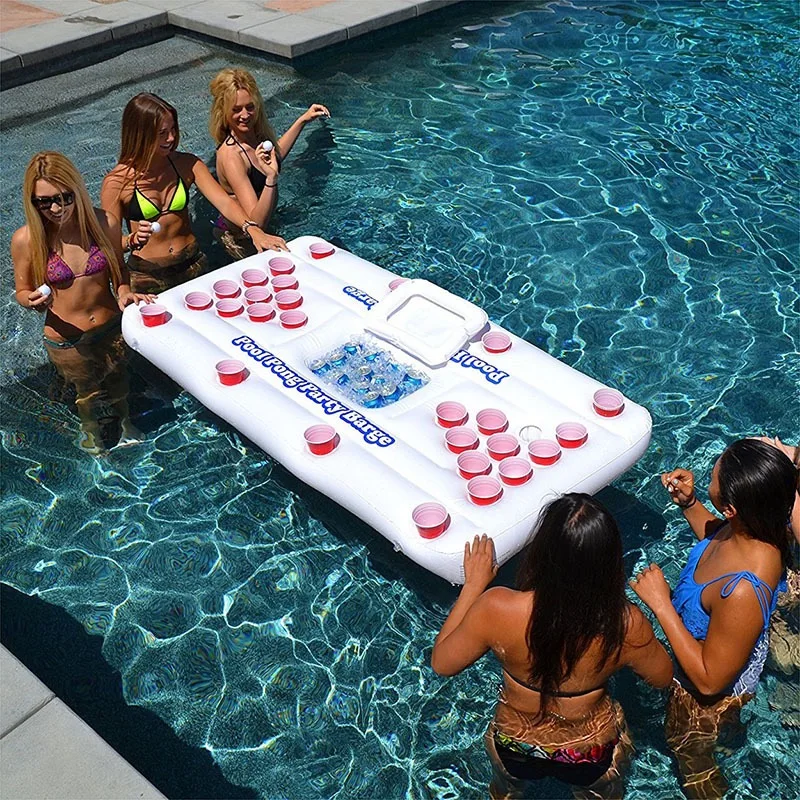 

Pvc Extra Large Inflatable Pool Float Custom Plastic Tray Beer Pong, White