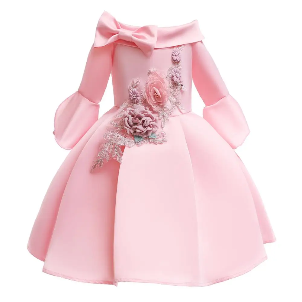 

KZT3192 Hot sale formal flower girls pink princess summer lovely kids party dress