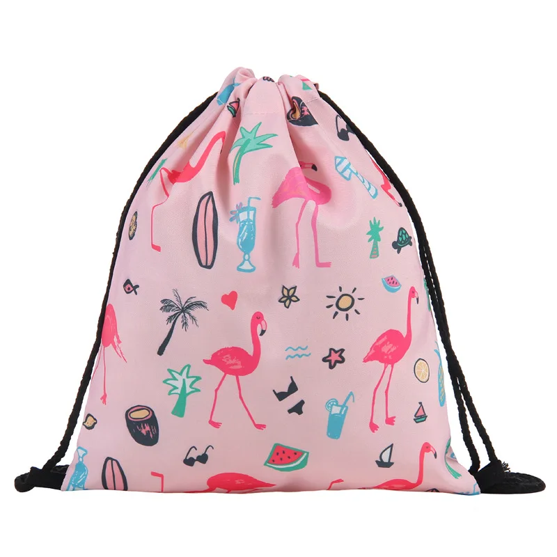 

Flamingo Print Latest Design Flamingo Sports Polyester Drawstring Bag