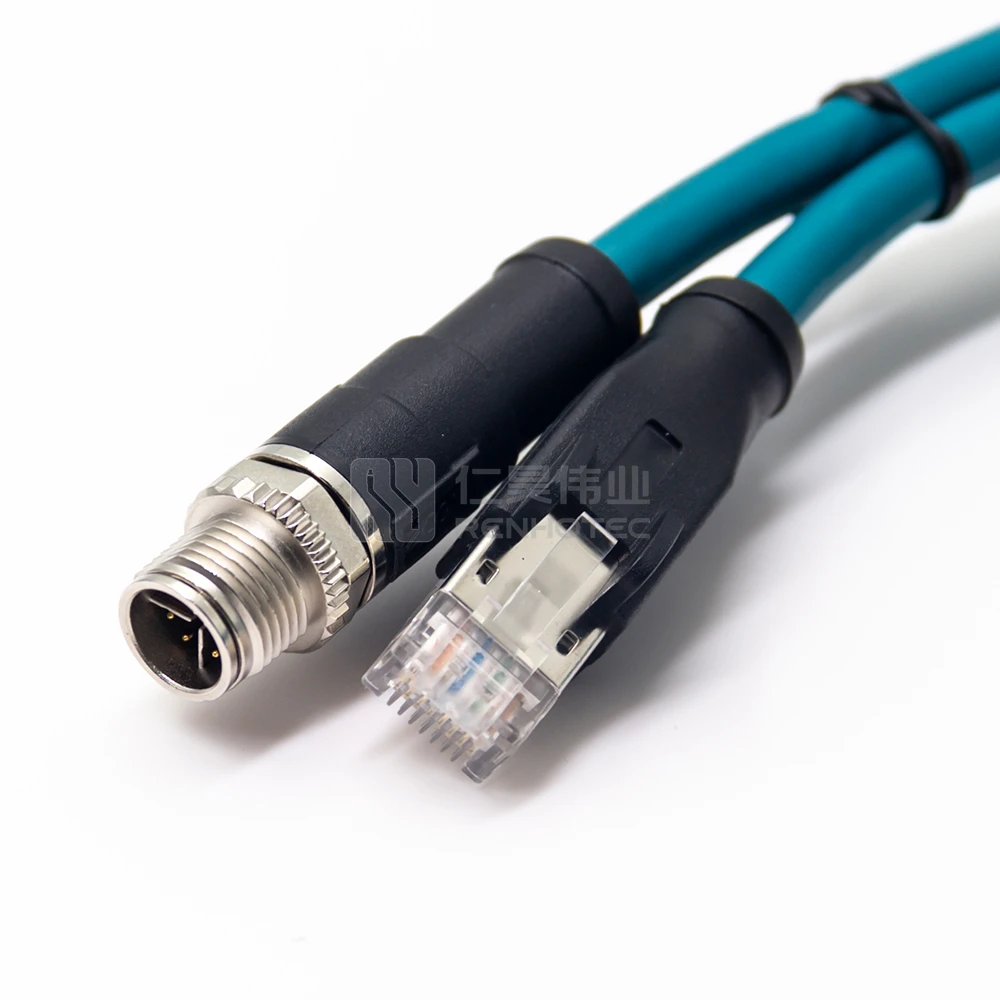

The cable assemblies are available in M12 X-Code male to an over molded RJ45 male plug