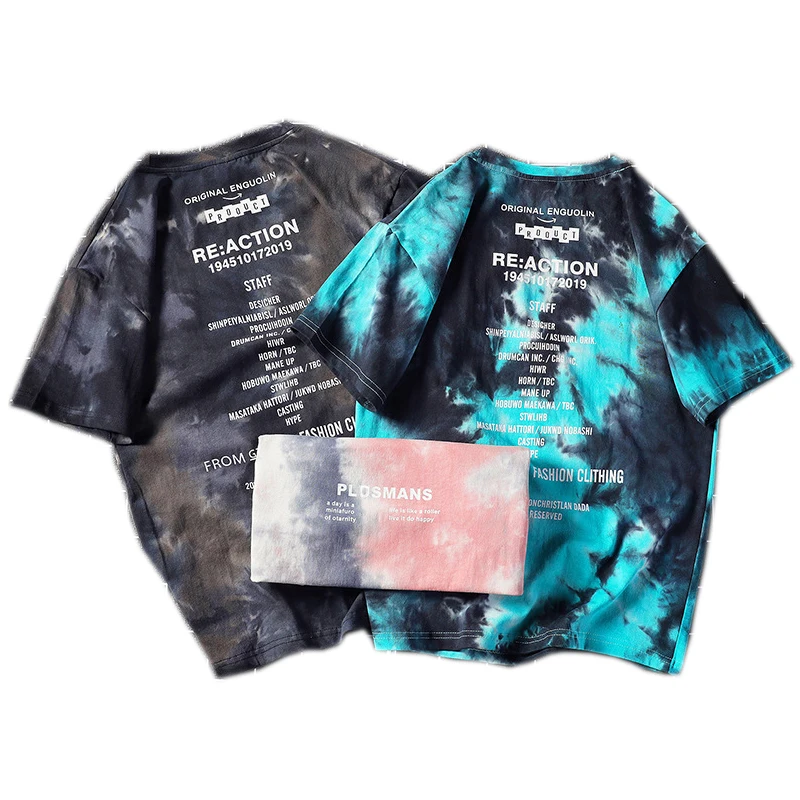 

2021 Summer Hot Sale 100% Cotton Hip Hop Men's Gradient Tie-Dye T-Shirt
