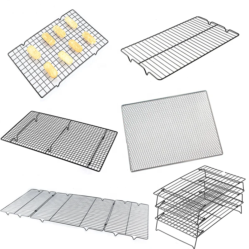 

Rust-Resistant Oven Safe Fit Half Sheet Pan Stainless Steel Wire Baking Cooling Racks for Cookie Roasting Grilling, Silver, black
