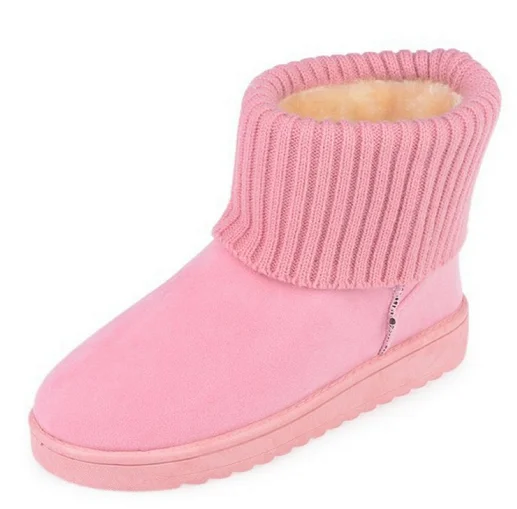

Newest style non-slip removable fleece warm cotton pink rubber Warm Anti Season Round Head Middle Shoes Winter Snow Boots, Black,brown,pink,gray