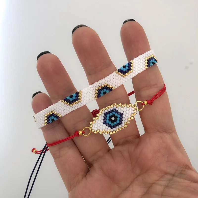 

Simple Turkish Blue Eyes Beaded Bracelet Set, Picture