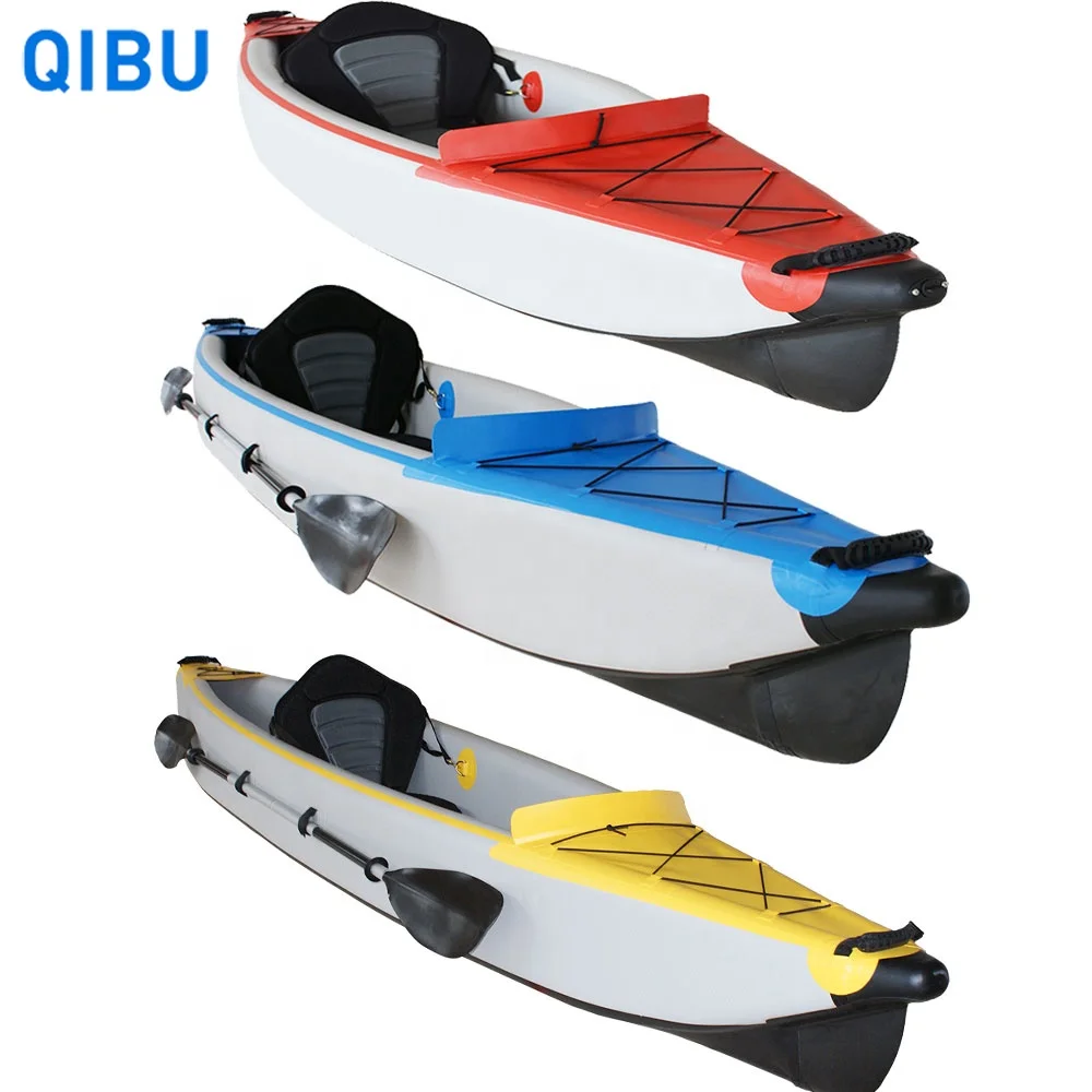 

QIBU hot selling portable PVC racing Tandem Kayak Inflatable kayaking Drop stitch Boat of multi colors, Red, green, yellow, blue ,customize