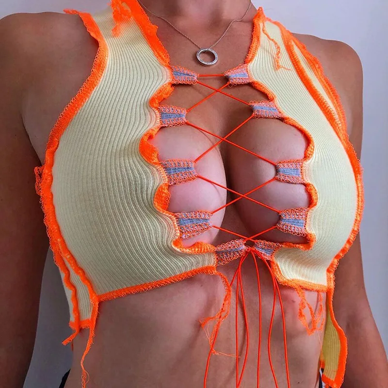 

sexy hollow out sling club party streetwear t-shirt, Picture