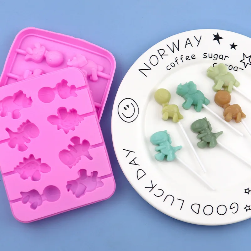 

Spot wholesale 8 dinosaur silicone lollipop mold