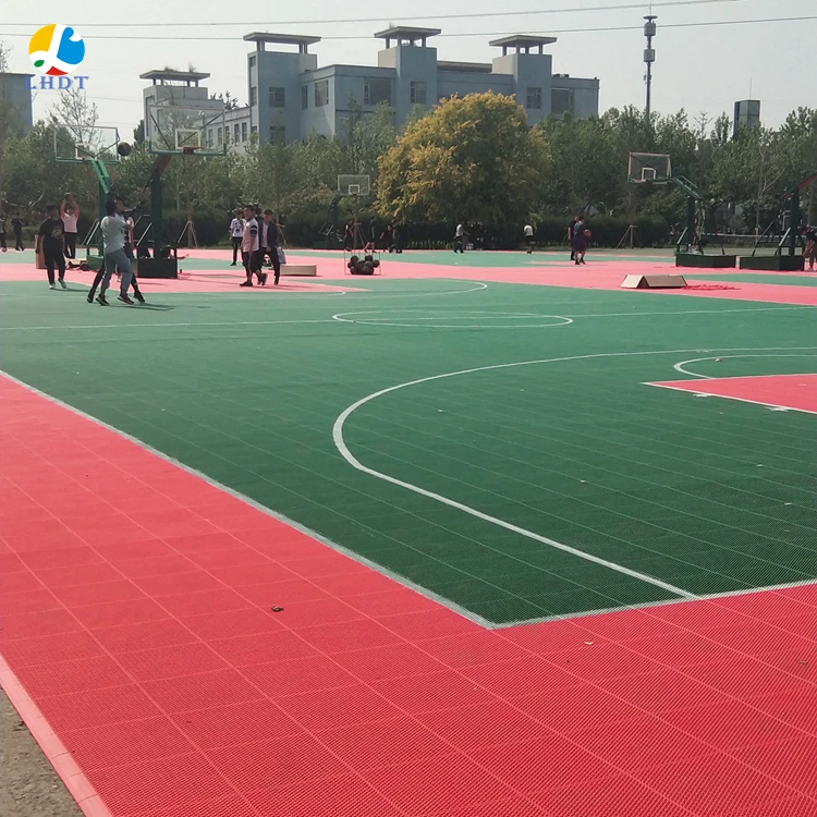 

anti slip sports flooring outdoor floor pp material outdoor plastic floor basketball mat tiles, 12 colors