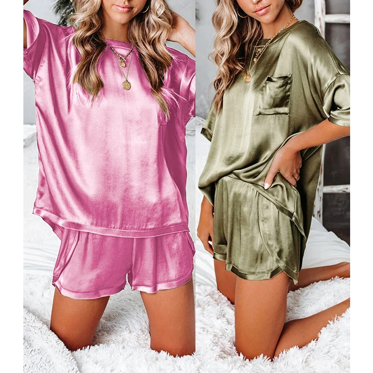 

Free shipping High Quality bridal pajamas Women Satin Pajamas Set Sexy Navy Sleep Wear, Color avaliable