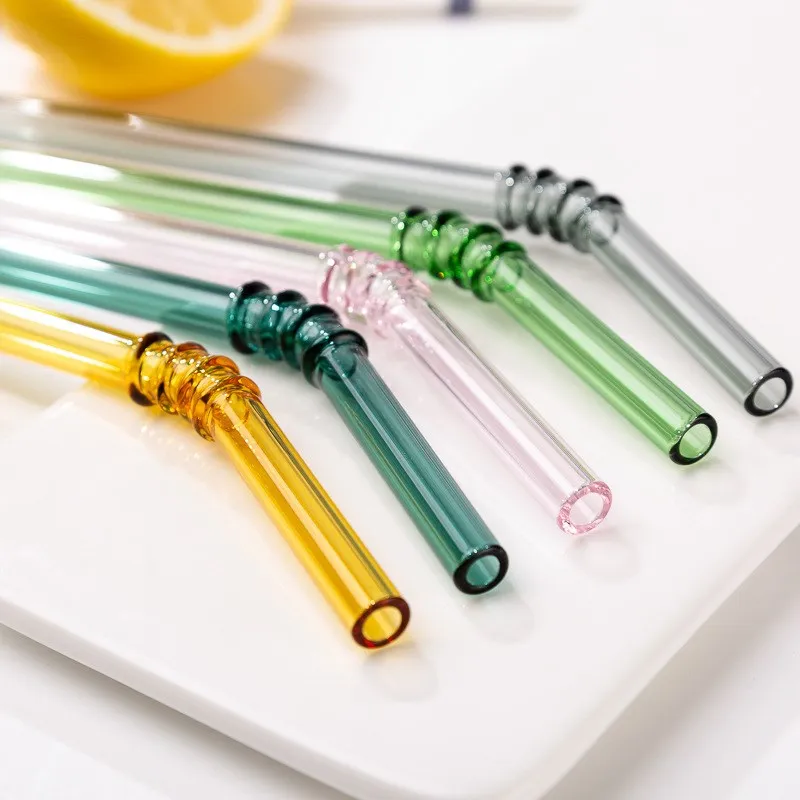 

Colors Reusable Drinking Glass Straws Eco-Friendly High Borosilicate Glass Straw for fruit juice Drinks Bar Accessoroy, Transparent