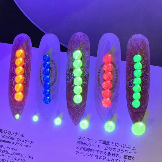 ss6-ss30 Fluorescent Crystal  Glue In Ddark Non Hotfix Nail Neon Rhinestones Nail 3D Nail Art Decoration