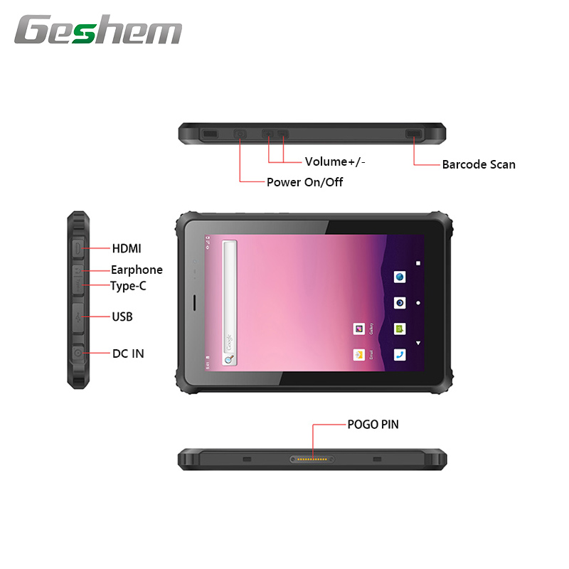 

10.1" rugged industrial tablet computer Android 10 1000 nits IP67 nfc, Black