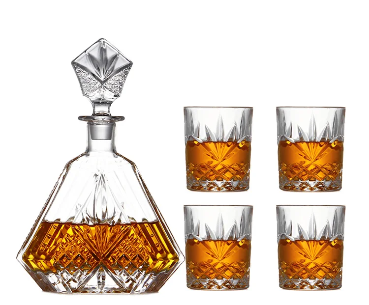 
wholesale frosted clear decorative blown fancy liquor glass wine decanter 