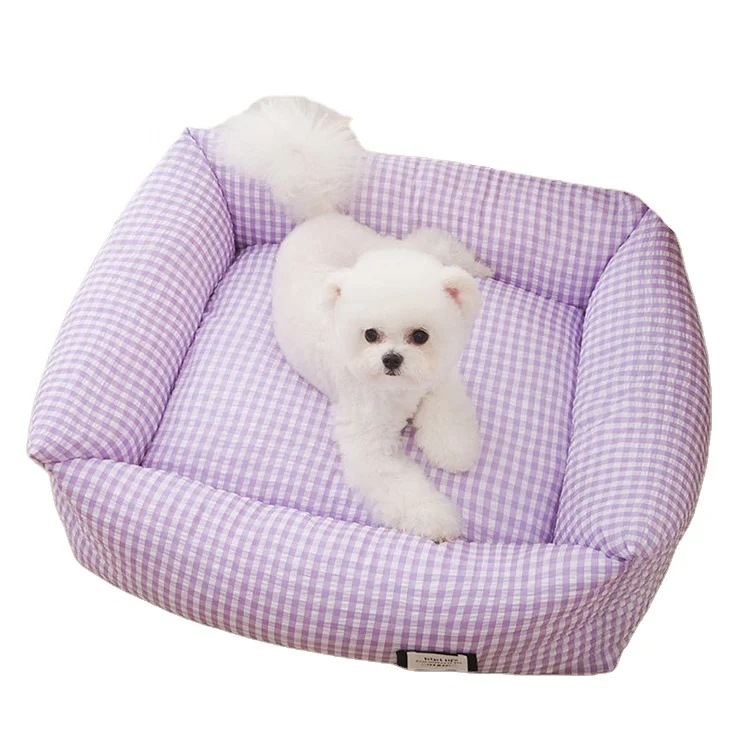 

Secure plaid style pet kennel small animals sleeping perch cozy comfy sofa washable elevated dog bed for dogs and cats house