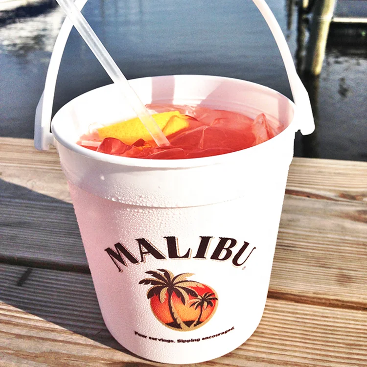 Beverage Pail Plastic 32 Ounce Drink Bucket Mixed Drinks Buckets For