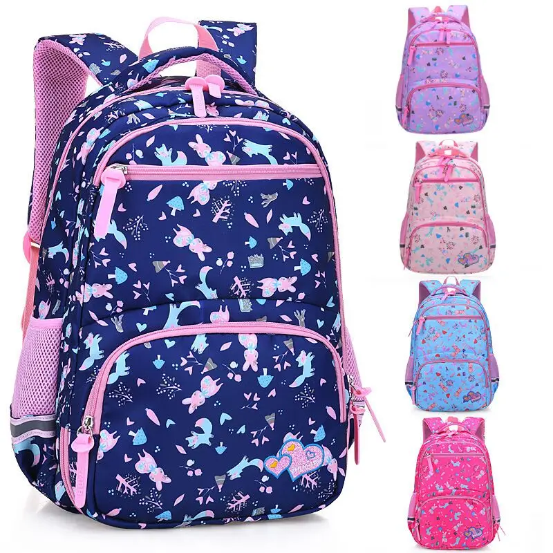 

Wholesale 1-6 grades children eco-friendly kid student school bags backpack for girls, Pink,purple or customized